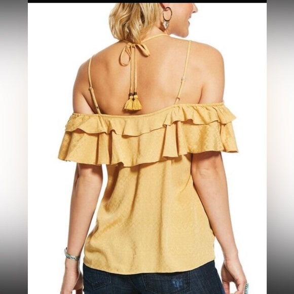 Yellow Ruffle Off-Shoulder Top - Picture 2 of 4